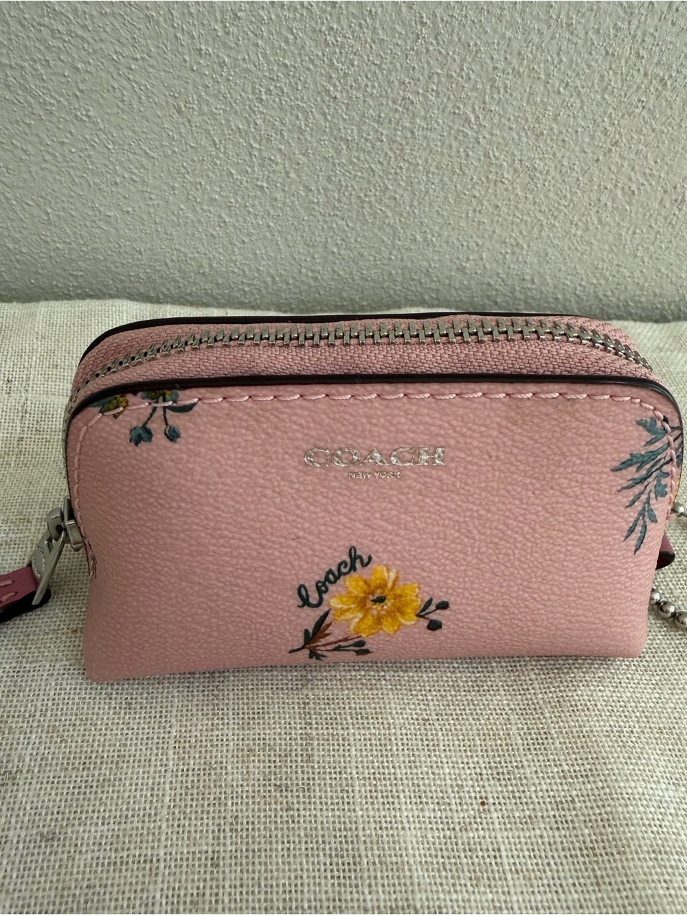 Coach Micro Mini Pink Floral Blossom Pouch - Picture 2 of 7